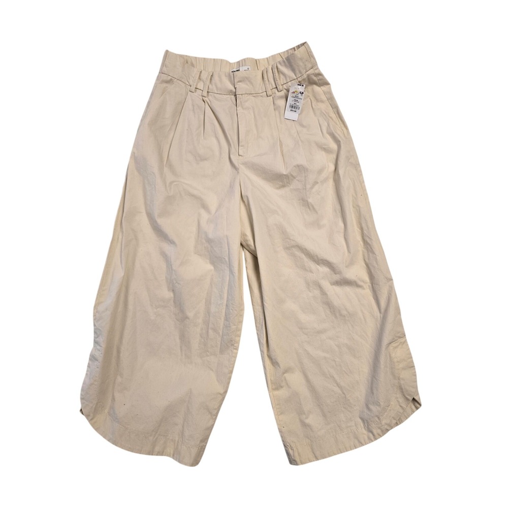 Sonoma Goods For Life Womens Beige Wide Leg Cropped Pleated Pants Size 10‎ NWT